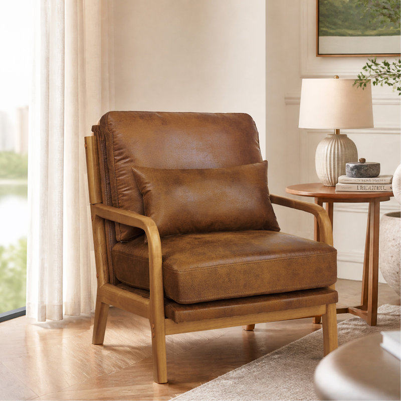 Chaise longue en bois, Tissu brun