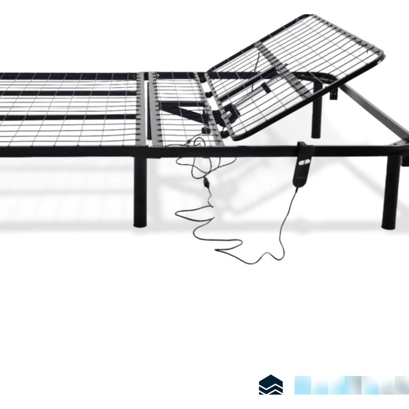 Grand lit avec option de positionnement de la tête, capacité de 850 lb, acier, noir, sommier non nécessaire, base réglable requise