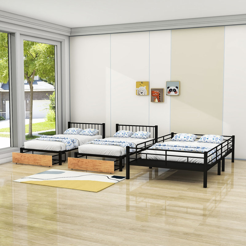 Lazro Kids Bunk Bed with Drawers, Black