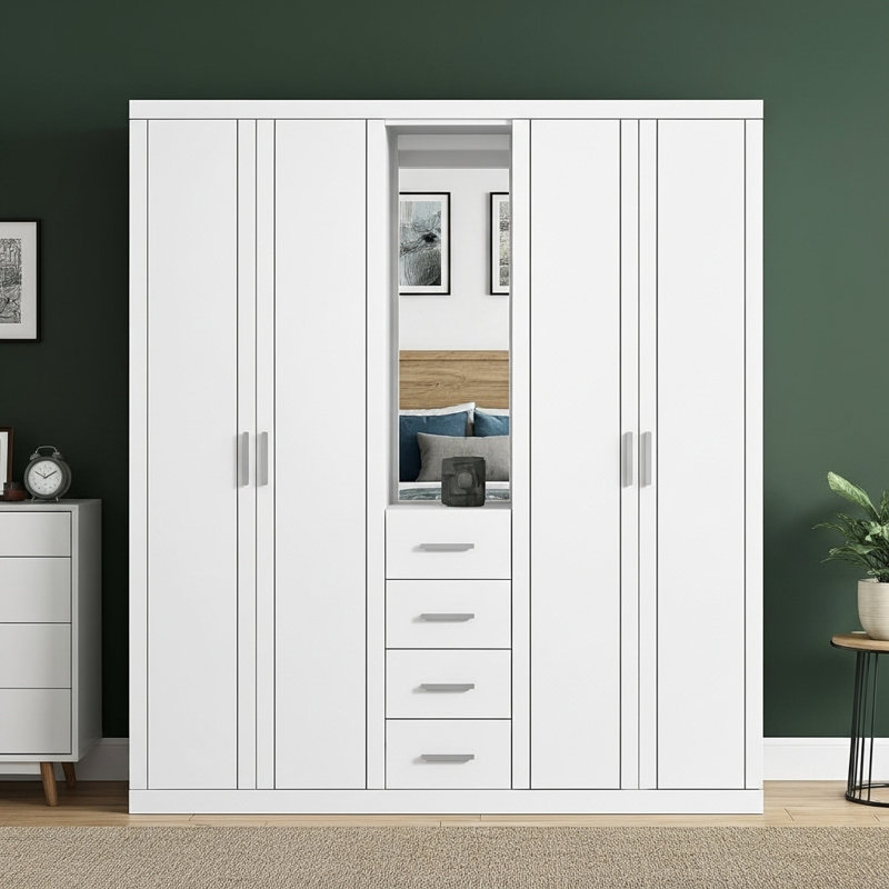 4 Door 4 Drawer Combi Fitment Wardrobe, White