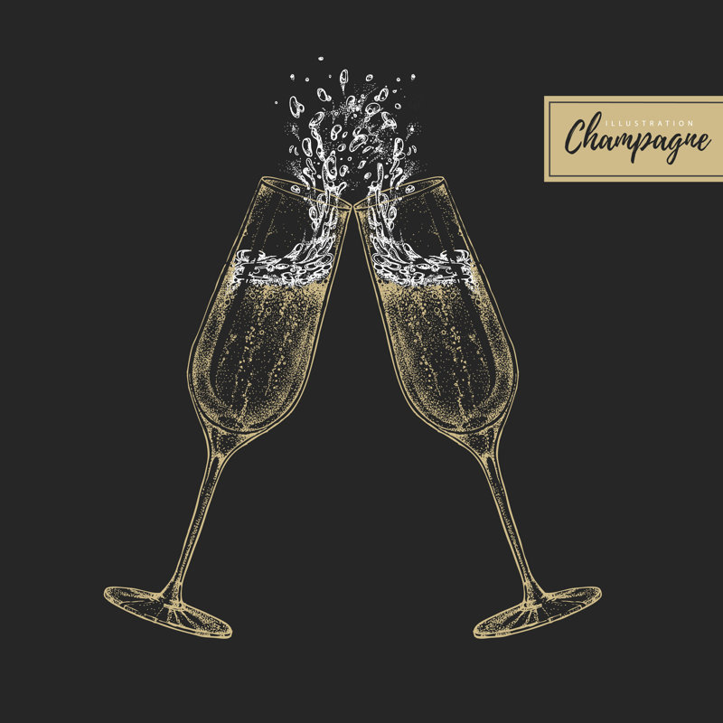 Champagne Glasses - Wrapped Canvas Print, 122cm H x 122cm W x 3.8cm D
