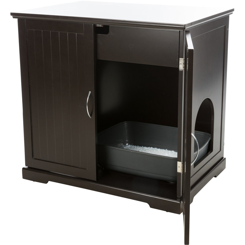 XL Espresso Brown Wooden Litter Box Enclosure with Drawer