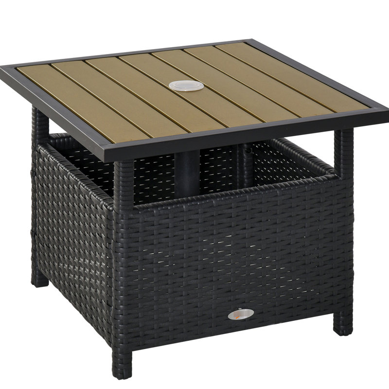 Table d'appoint 22 po avec structure en acier robuste - extérieur, terrasse, trou d'insertion de parasol de jardin, sacs de sable inclus résistants pour une utilisation extérieure Patio, jardin, cour arrière