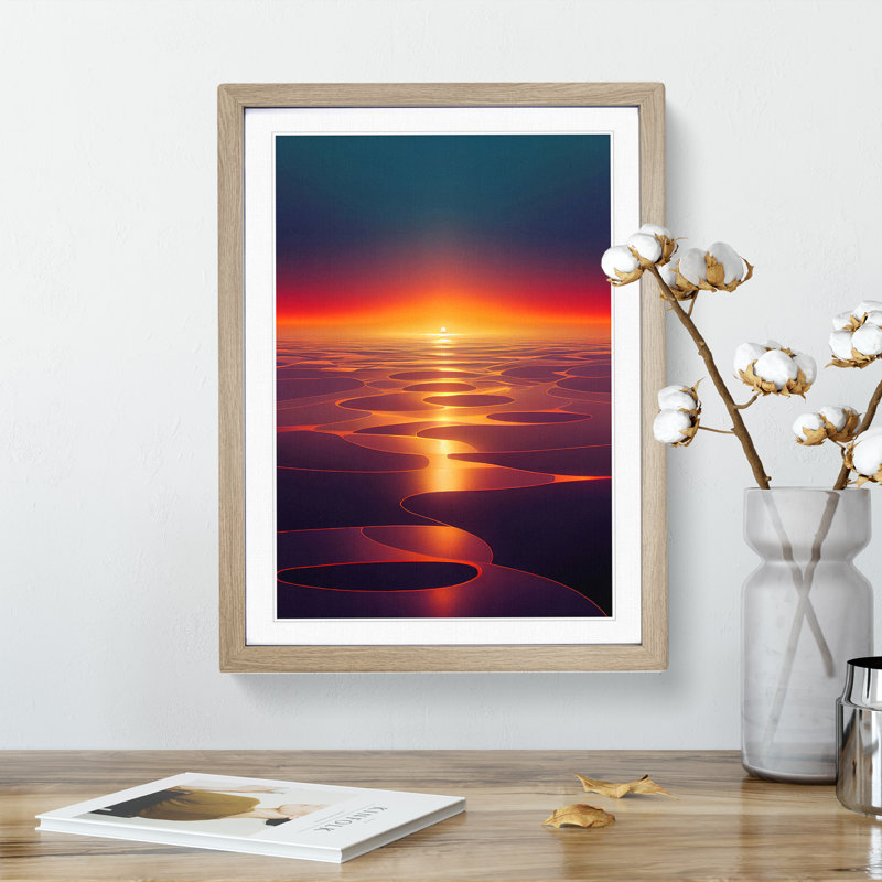 Fancy Sunset - Framed Print, 64cm H x 46cm W x 2cm D, Oak