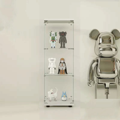 Kameya Curio Cabinet One Door Glass Cabinet Glass Display Cabinet with 3 Shelves by Ebern Designs