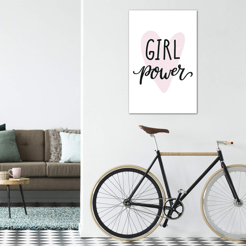 Girl Power - impression d'art textuel, H 12 po x l 8 po x P 0,75 po, Toile tendue, Pas de tapis
