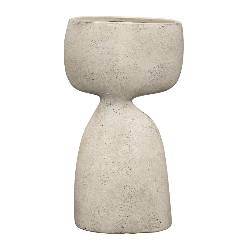 Vase de table en céramique d'intérieur / d'extérieur 11,75 po Anatomy Beige