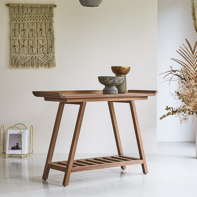 Florizel 110 cm W Solid Wood Top Console Table, Brown