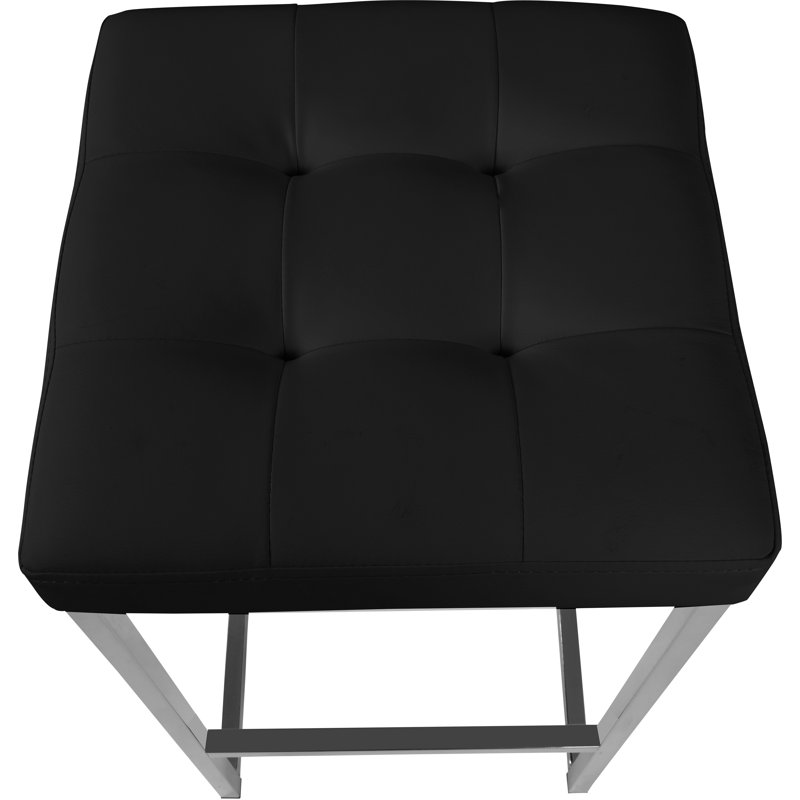 Tabouret de comptoir 26,5 po Nicola, Chrome, Noir