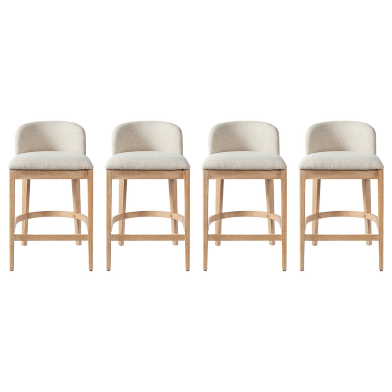 Tabouret de comptoir Harlow, 4, Siège beige / structure naturelle