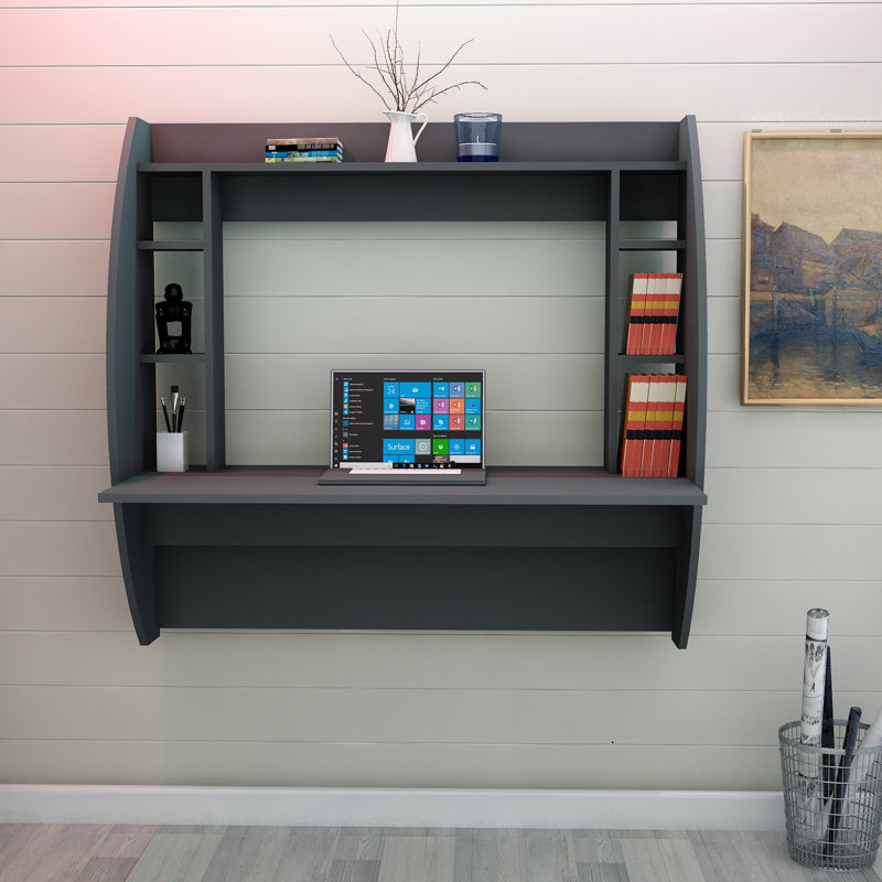 Modern Study Desk with Wall-Mount Option, 48.6 x 47.2 x 21.7 inches | 100% Melamine Coated Particle Board, Thickness: 0.7 inches | Numerous Shelves for Storage | Sleek Design for Home Office & Study Spaces, Stylish & Functional