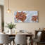 Toile murale abstraite à motifs tourbillonnants orange et bourgogne sur fond gris-277300043