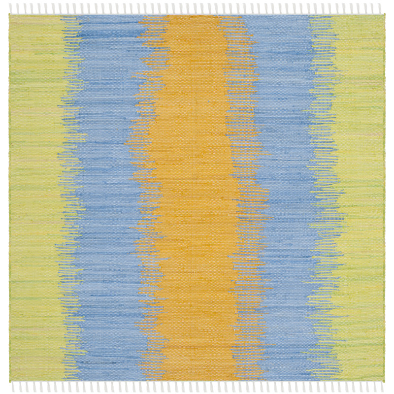Paynter Hand Woven Cotton Striped Rug, Square 4'