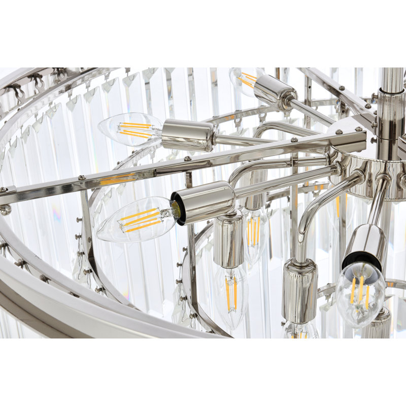 Yazmin 17 - Light Dimmable Tiered Chandelier, Clear, Polished Nickel