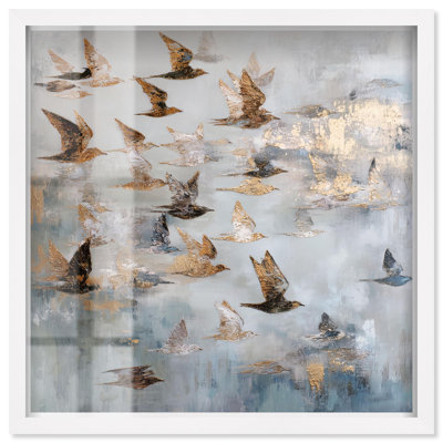 Décoration murale campagnard Sky Full of Wings II par Art Remedy, cadre blanc, 17 x 17