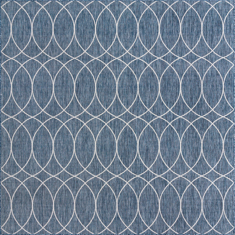 Blue Gitter Indoor/Outdoor Trellis Rug, Square 10'