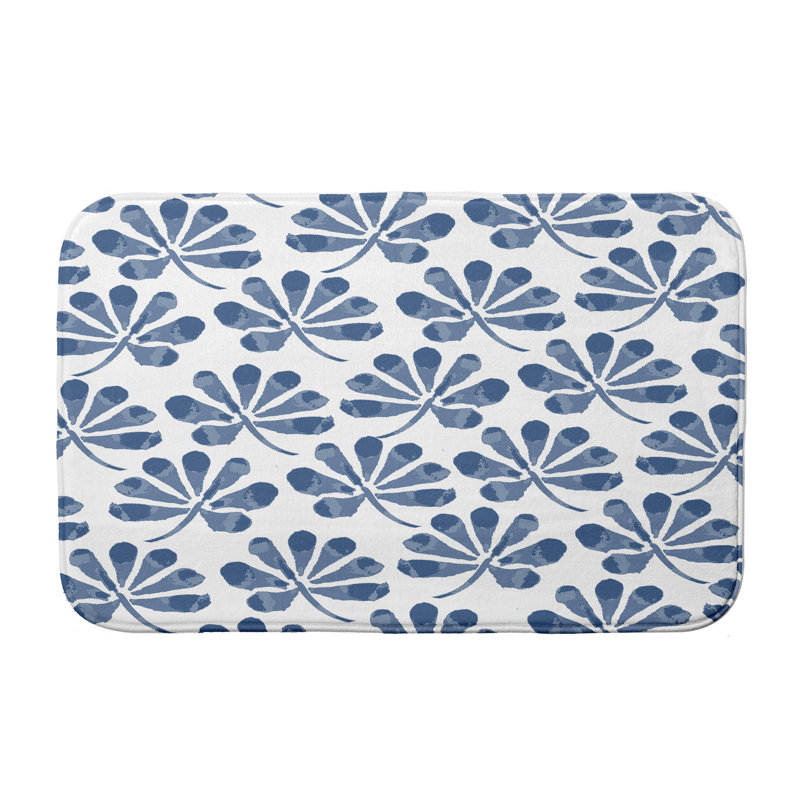 Luff Memory Foam Non-Slip Bath Mat, 17" W x 24" L, Blue