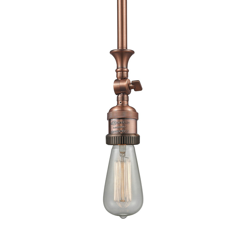 Franklin Restoration - Kuol - 1 Light 4" Stem Hung Tiltable Mini Pendant - LED Bulb, Antique Copper