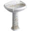 English Trellis Design On Portrait Ceramic 27" Pedestal Bathroom Sink with Overflow