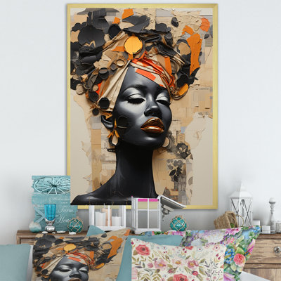 Minimalism African Fashion Woman Portrait - African Art Canvas Print