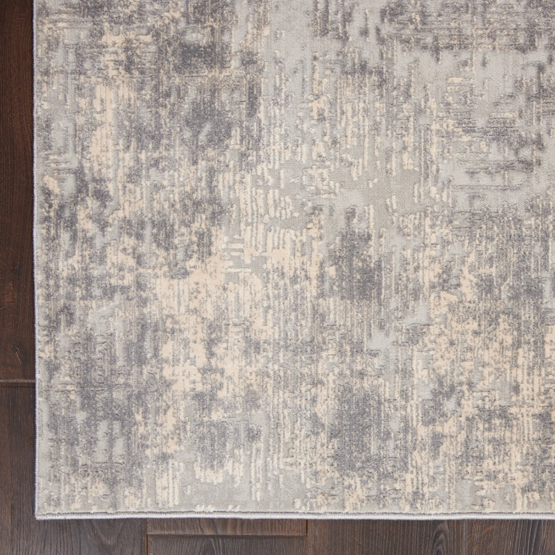  Rustic Textures 6' X 9' Ivory/Silver Rustic Indoor Rug