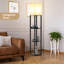 2 ports de charge et 1 lampe sur pied avec tablettes de prises de courant, noir mat