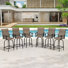 Textilene Swivel Outdoor Bar Height Chairs With Backrest (set Of 4)