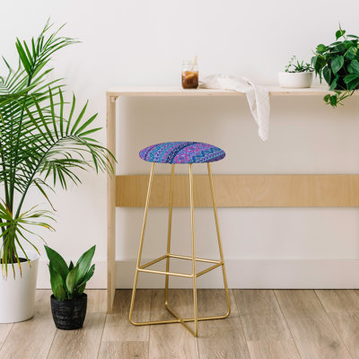 Upholstered Counter Stool with Metal Frame