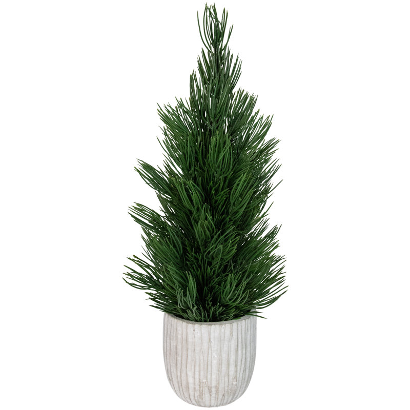 13.25" Mini Fir Artificial Tabletop Christmas Tree with Cement Base - Unlit