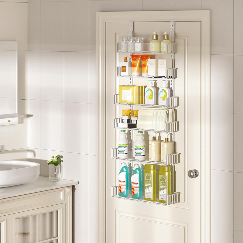 Organisateur de garde-manger au-dessus de la porte avec panneau en acrylique transparent, support à épices réglable à 6 niveaux pour la cuisine, l'armoire et le rangement, installation facile, conception peu encombrante