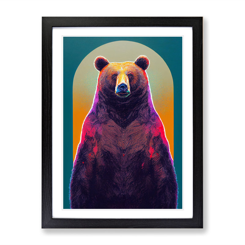 Tall Bear - Single Picture Frame Print, Black Framed, 64cm H x 46cm W x 2cm D