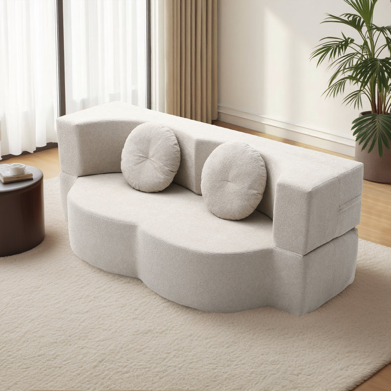 Canapé-lit Bonon, Velours beige