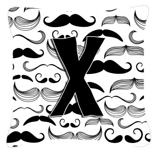 Lettre Moustache Monogram intérieur/extérieur Throw Pillow, 14" H x 14" L x 4" D, X