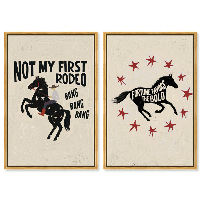 Ensemble de 2 toiles imprimées « Fortune First Set Americana » d'Oliver Gal, 25"H x 17"W Set of 2, Gold Frame