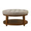 Grande table basse de 32,5 po de largeur avec tablettes en bois rembourrées et revêtues de lin rond, pour l'intérieur et l'extérieur, L 32,5 po x l 32,5 po H 18 po, facile à assembler en 5 minutes-357523466
