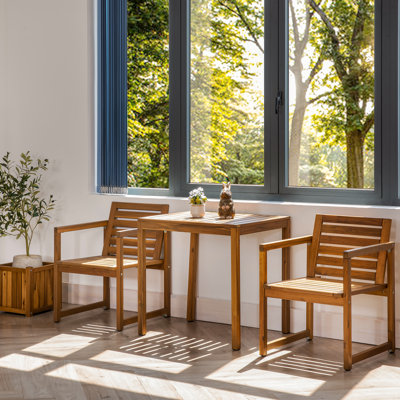 3 Piece Solid Wood Patio Dining Set