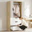 HOMCOM Modern Clothes Storage Cupboard Unit with Hanging Rod, Oak