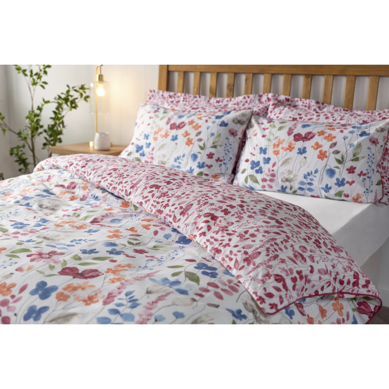 Marnie Cotton Blend Floral Duvet Cover Set with Pillowcases Included, Single
