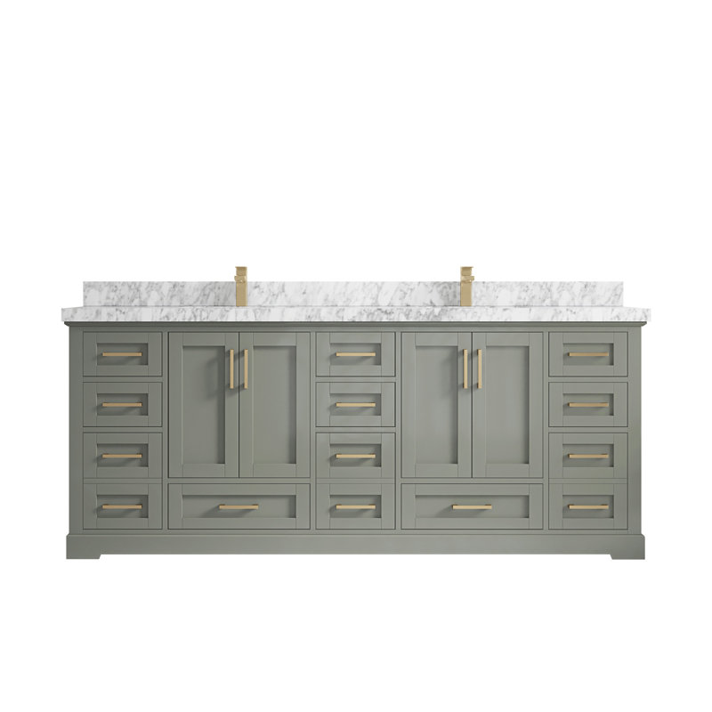 Esin 84'' Double Bathroom Vanity with Top, Carrara Marble
