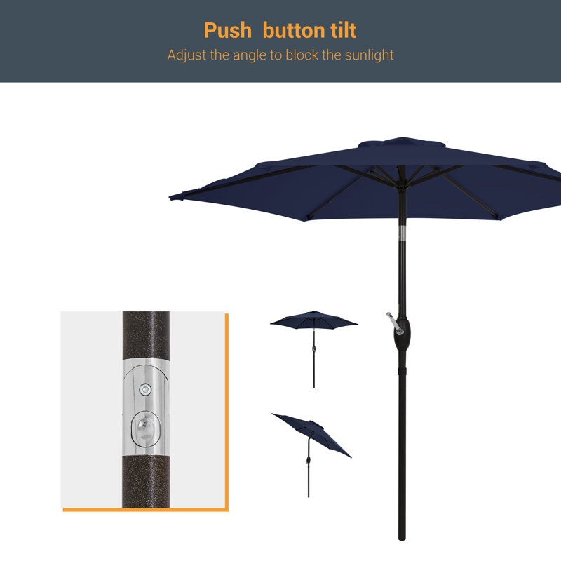 Ricki 7.5' Hexagonal Market Umbrella, Navy Blue