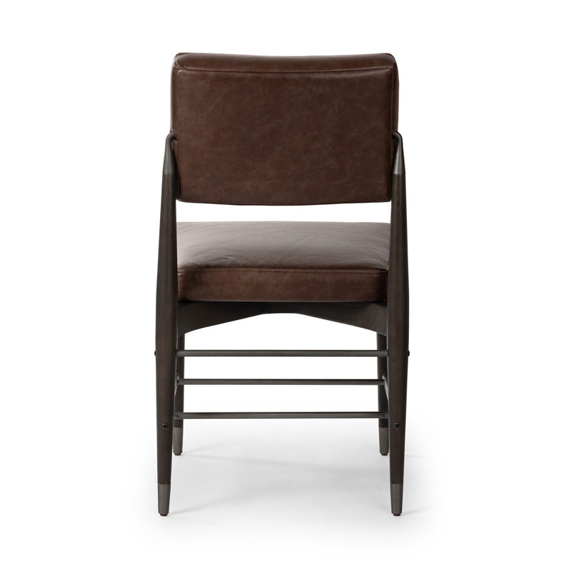 Anton Dining Chair-Savile Flax, Havana Brown Leather