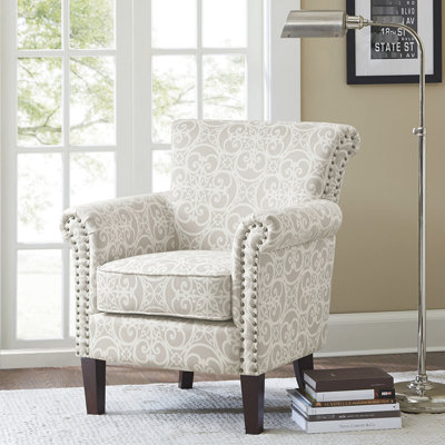 Fauteuil à dossier serré, finition bois, mousse haute, H 35,09 po x l 28,5 po, P Club, 56%, rayonne, 44%, structure solide