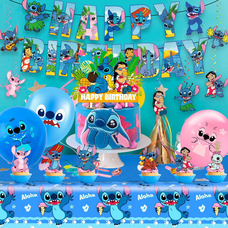 Stitch Birthday Party Supplies,36 Pcs Stitch Party Decorations