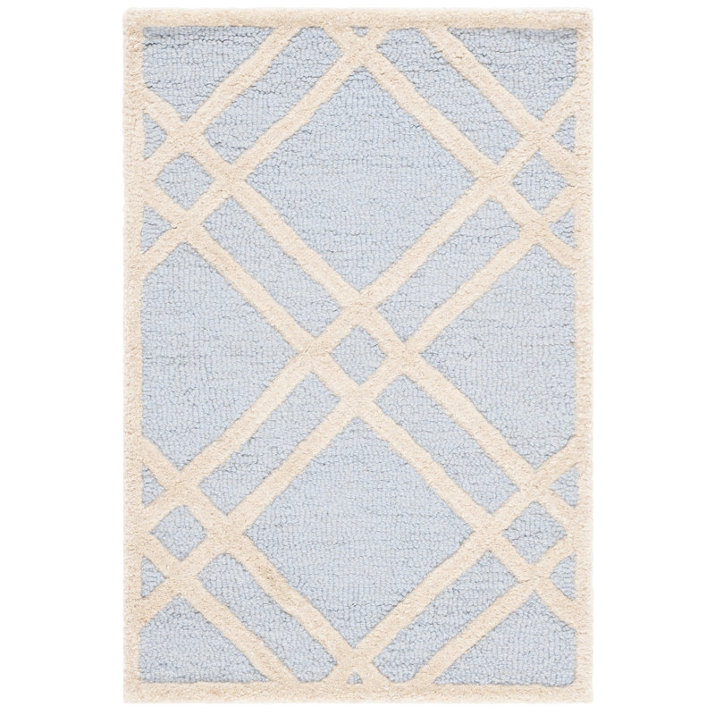 Deedgra Hand Tufted Wool Geometric Rug, Rectangle 2' x 3'