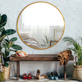 HBCY Creations Small Round Mirror, Gold Metal 20 inch Wall Mirror for  Bathroom, Entry, Dining Room, Living Room, and More, Modern Minimalist  Mirror