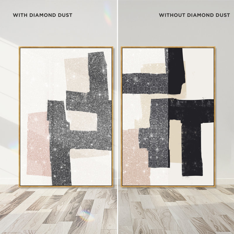 Nowhere Set Abstract Canvas Print by Oliver Gal, Black Frame, 10 x 15, 31"H x 46"W, Gold Floater Frame