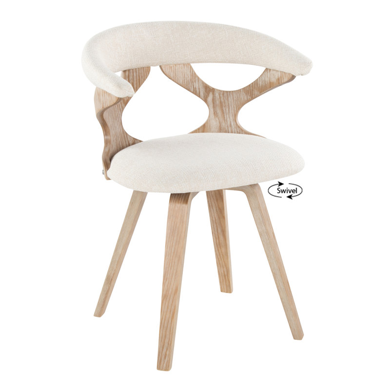 Laquietta Wingback Side Chair, White Washed, Cream Polyester