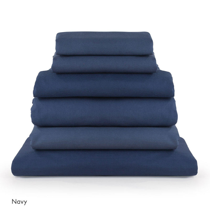 Rhowen Cotton Blend Standard Flat Sheet, Navy