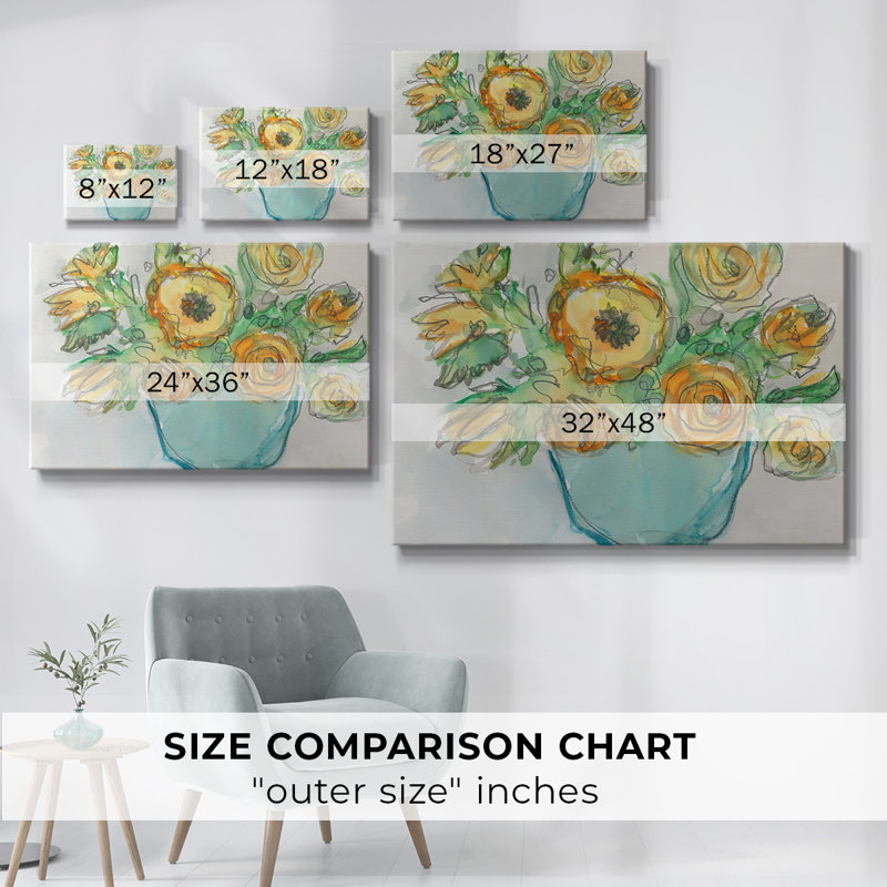 Toile tendue avec accents floraux printaniers II, H 12 po x l 18 po