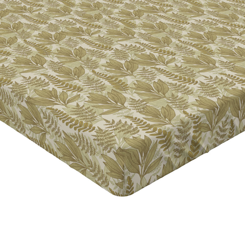 Drap-housse Ambesonne, Fauve et vert sauge / motif floral coquille d'œuf, Drap-housse grand
